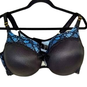 [42G] Ashley Graham ~ Black and Blue lace wired bra